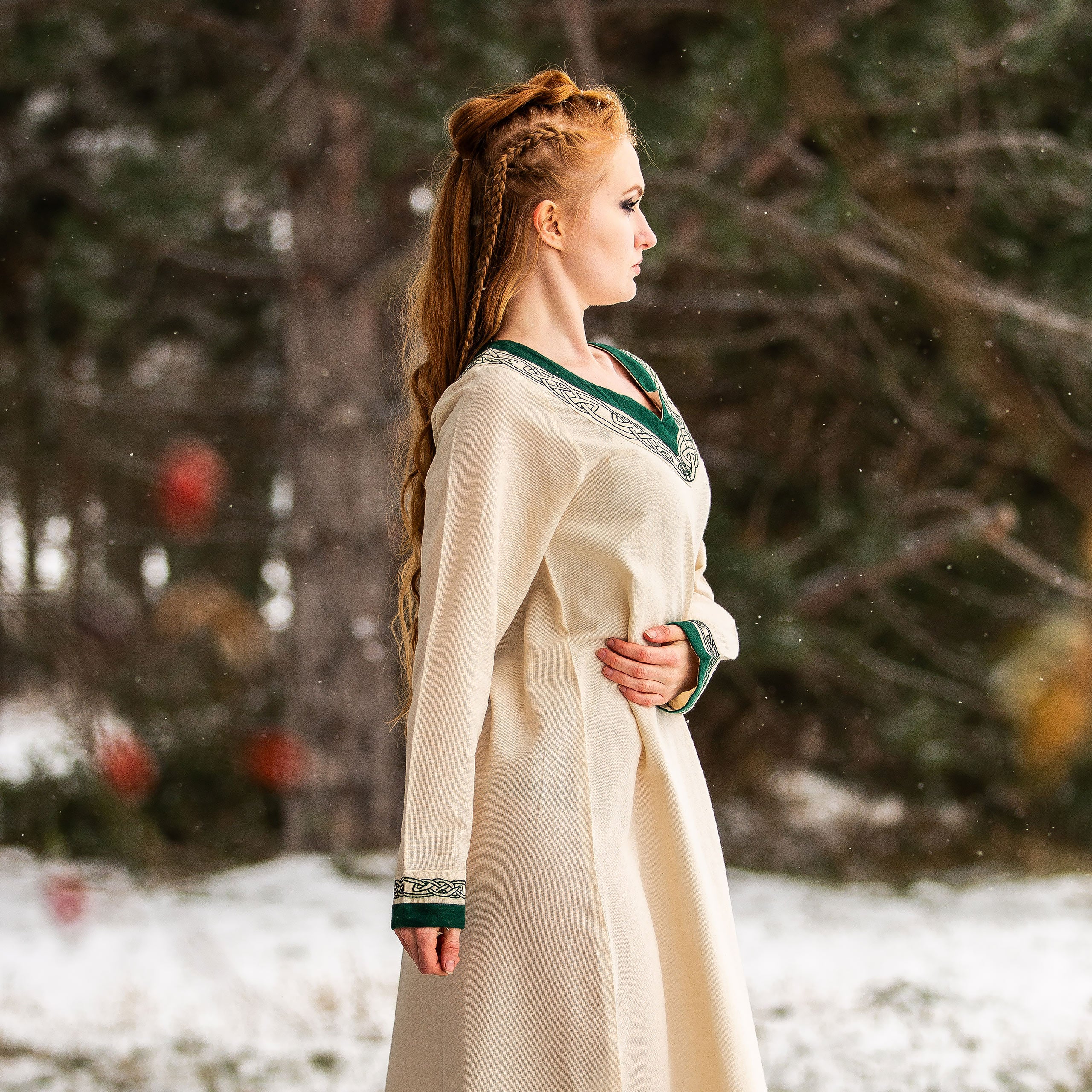 Product image Medieval Dress with Embroidery Beige-Green