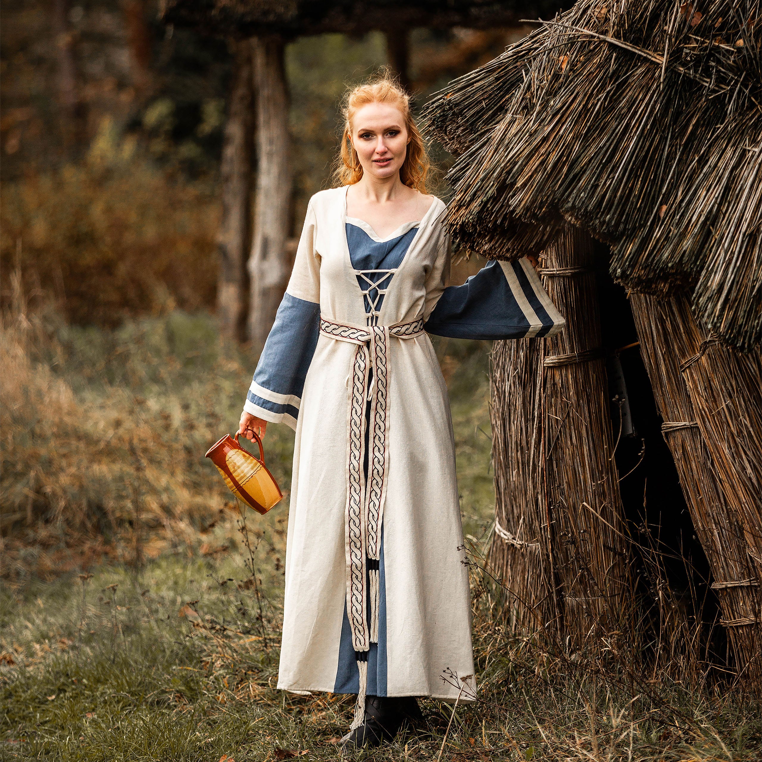 Product image Medieval dress with trumpet sleeves blue-natural