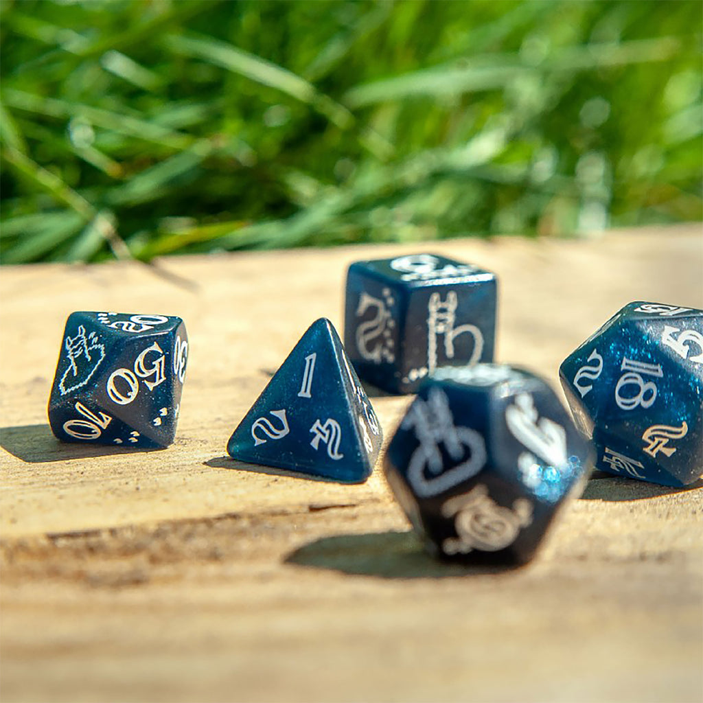 Product image Shimmering Llama Dice Set 7pcs blue-white