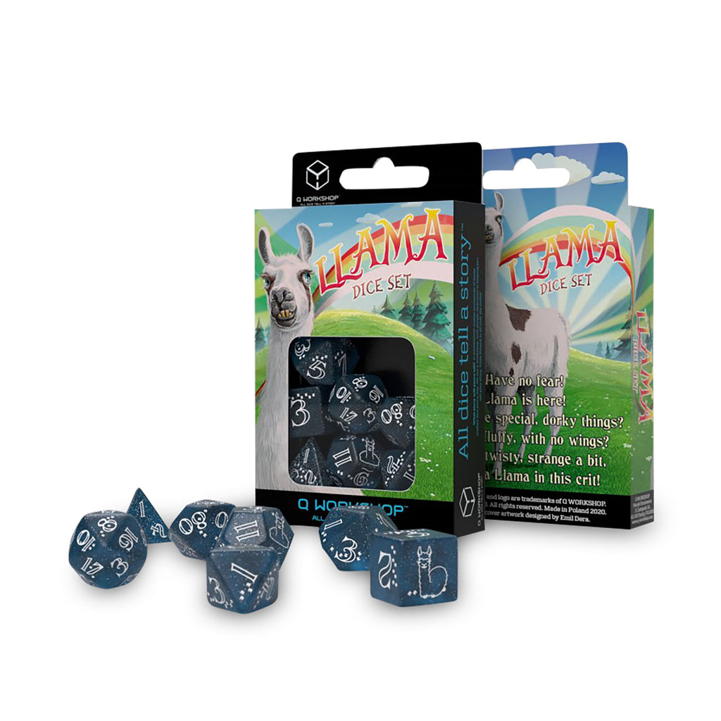 Product image Shimmering Llama Dice Set 7pcs blue-white