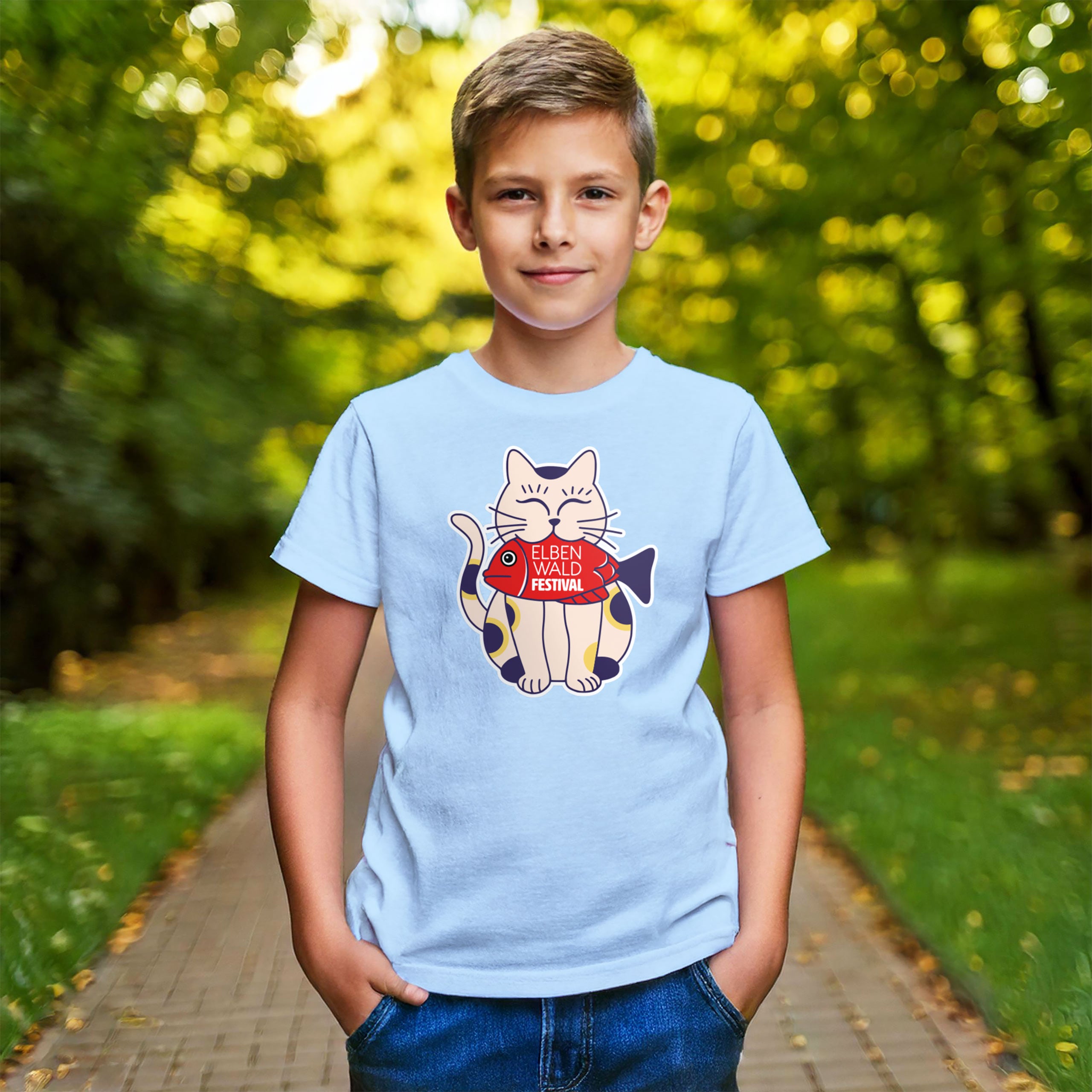 Product image Elbenwald Festival Neko Cat T-Shirt Children blue