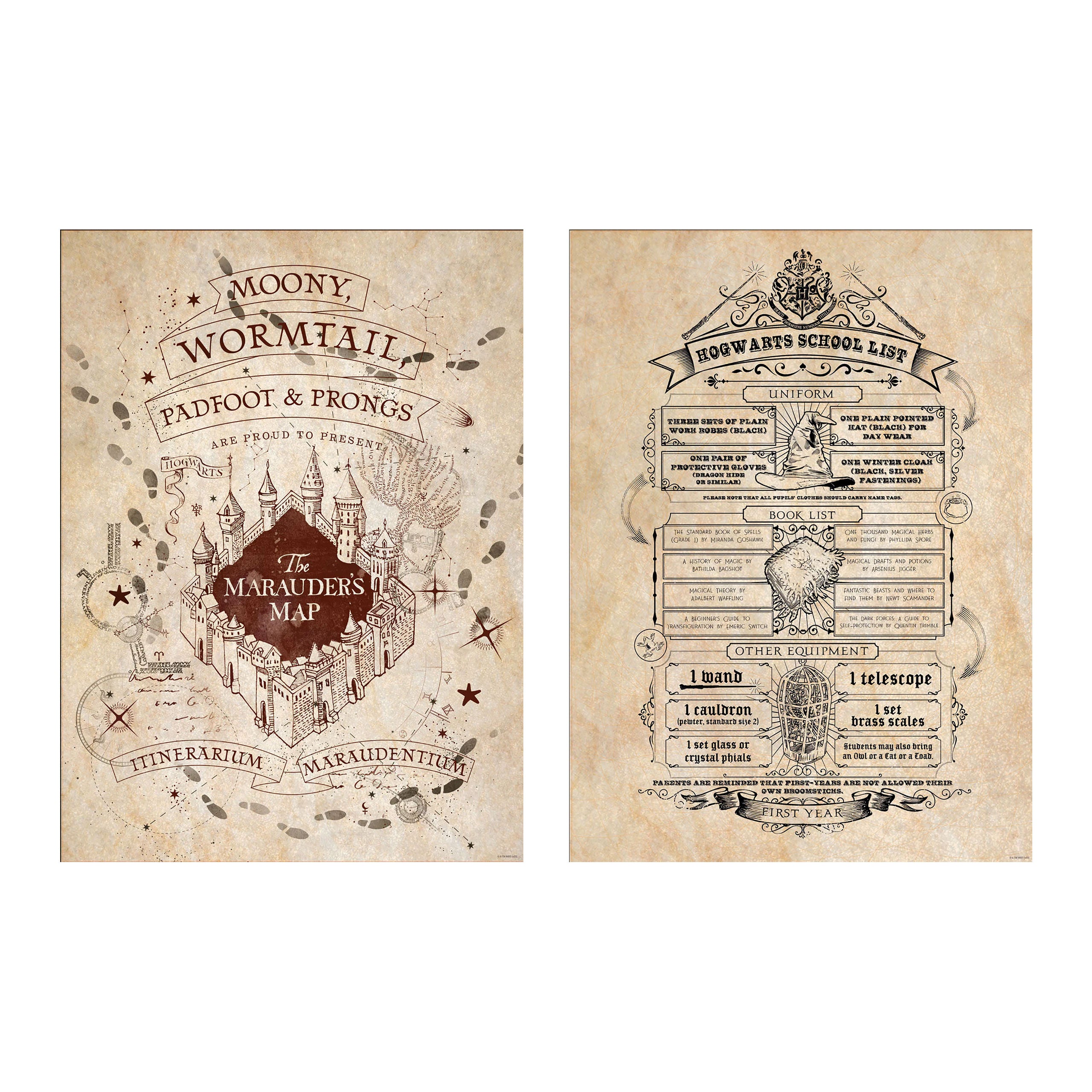 Product image Harry Potter - Marauder's Map and Shopping List Poster 2 Set