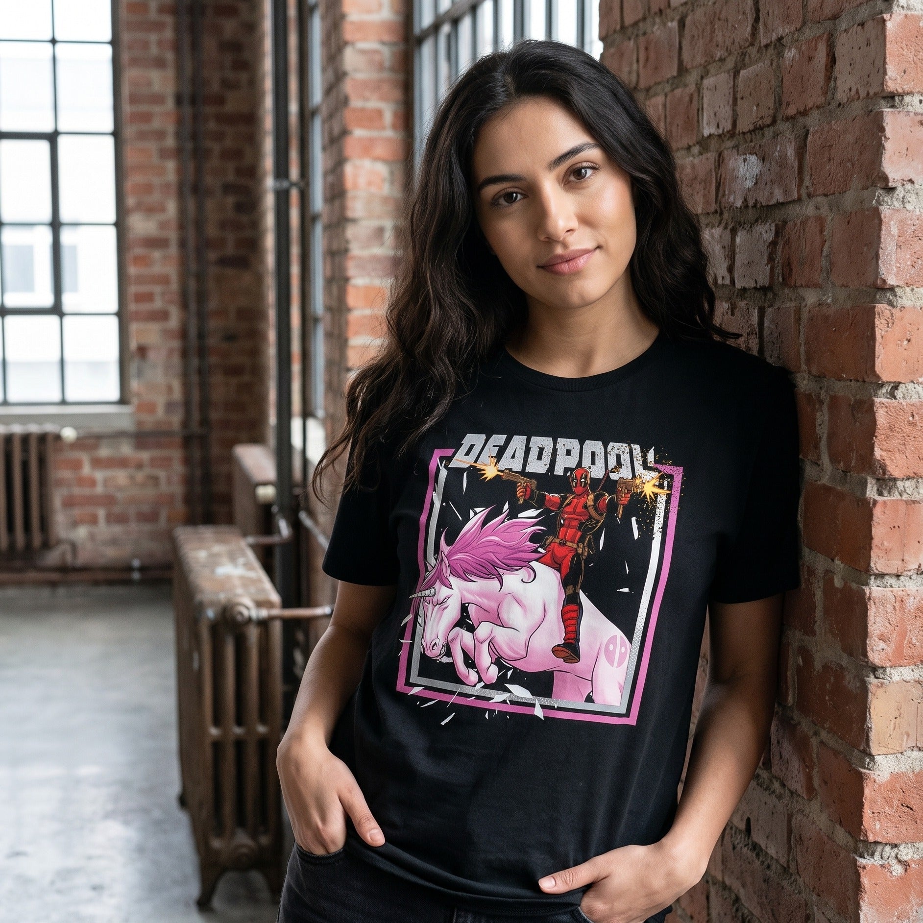 Product image Deadpool - Pink Unicorn Ride T-Shirt Black