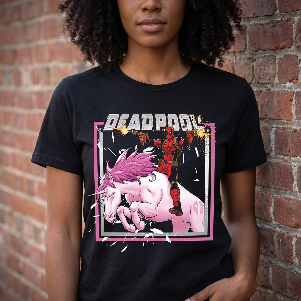 Product image Deadpool - Pink Unicorn Ride T-Shirt Black