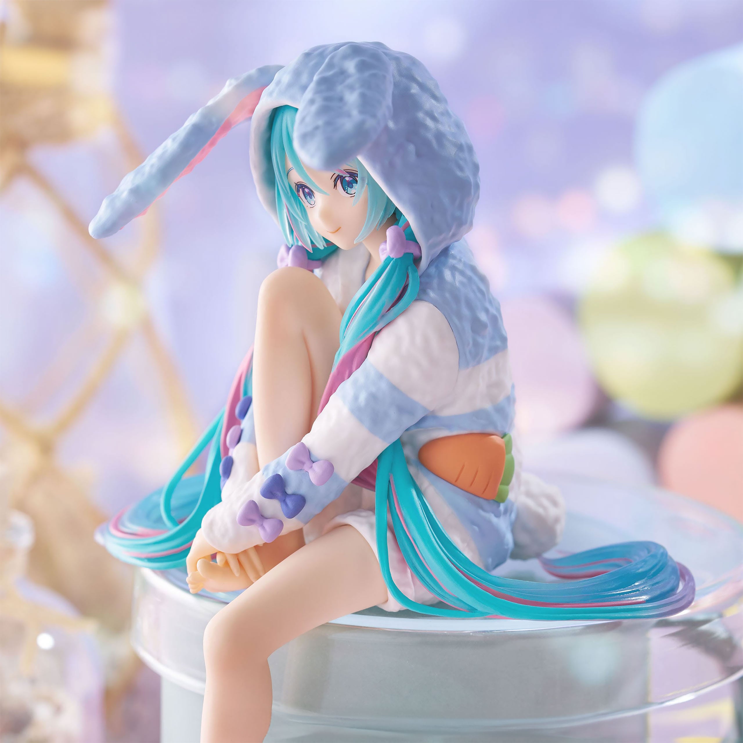 Product image Hatsune Miku - Miku Rabbit Ear Hood Pajama Blue Noodle Stopper Figure