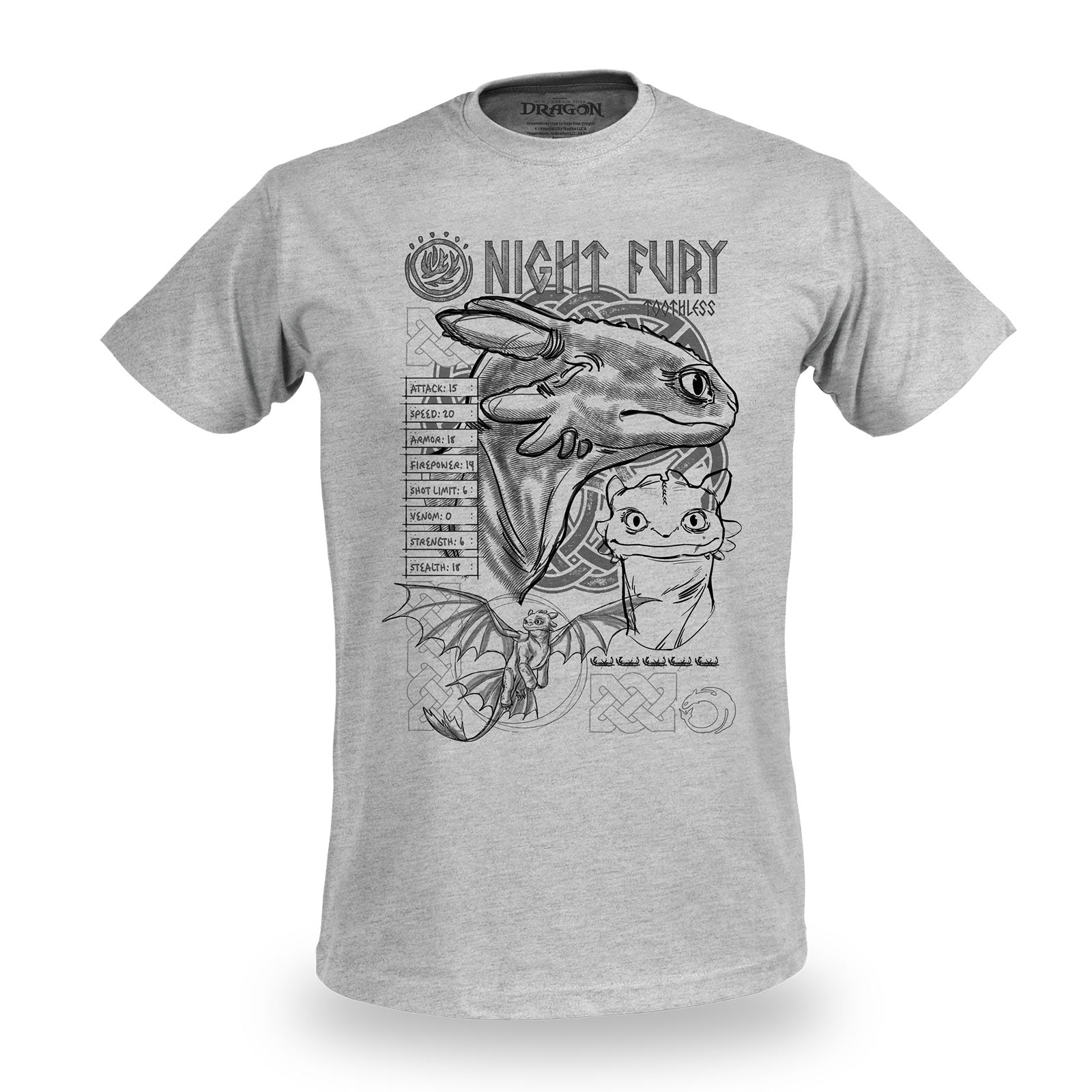 Product image How to Train Your Dragon - Night Fury Sketch T-Shirt Grey