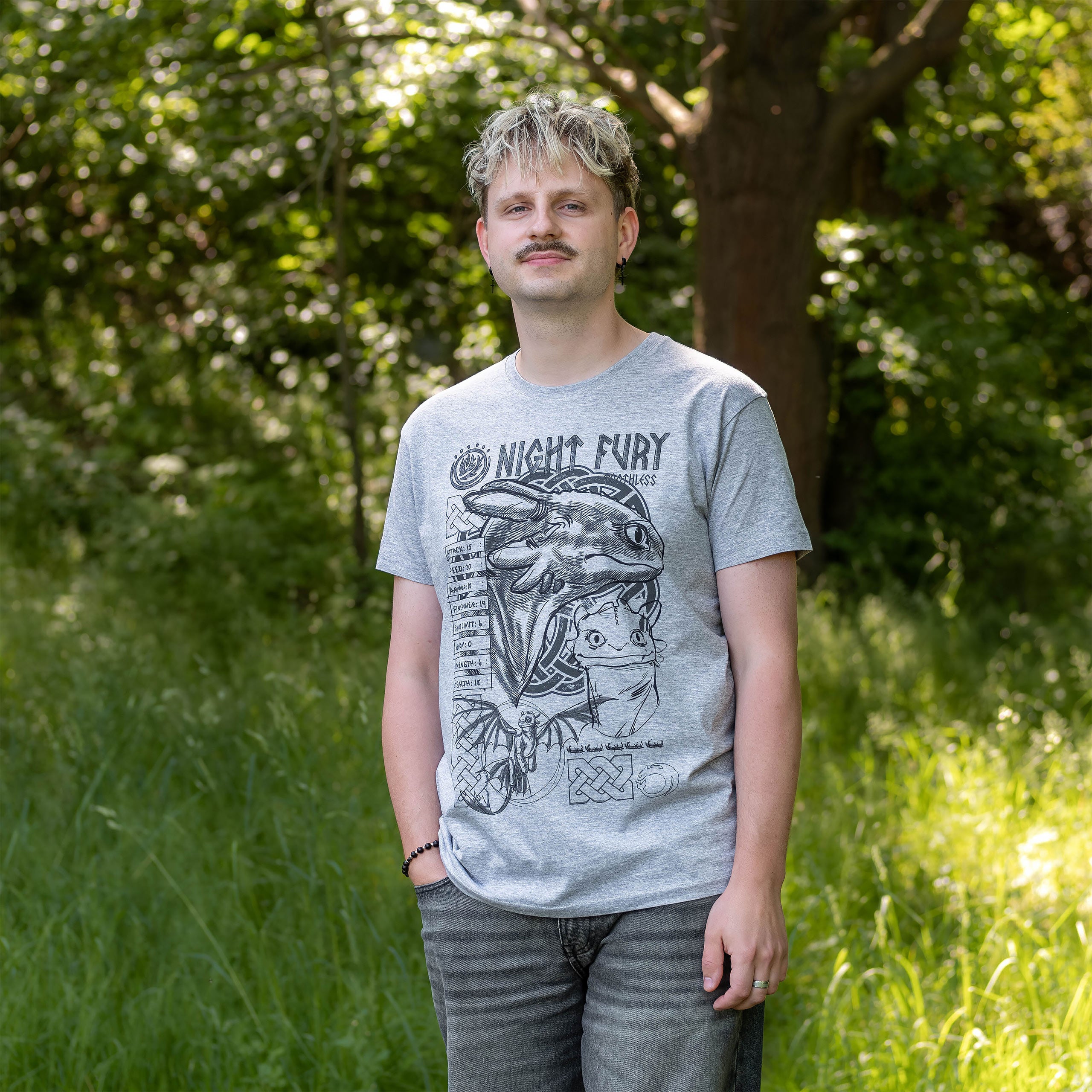 Product image How to Train Your Dragon - Night Fury Sketch T-Shirt Grey