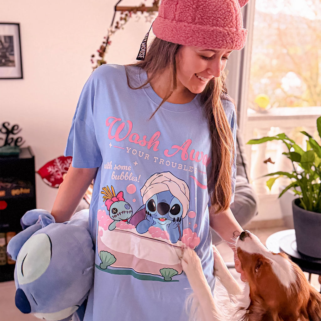 Product image Stitch Wash Away longline T-shirt blue - Lilo & Stitch