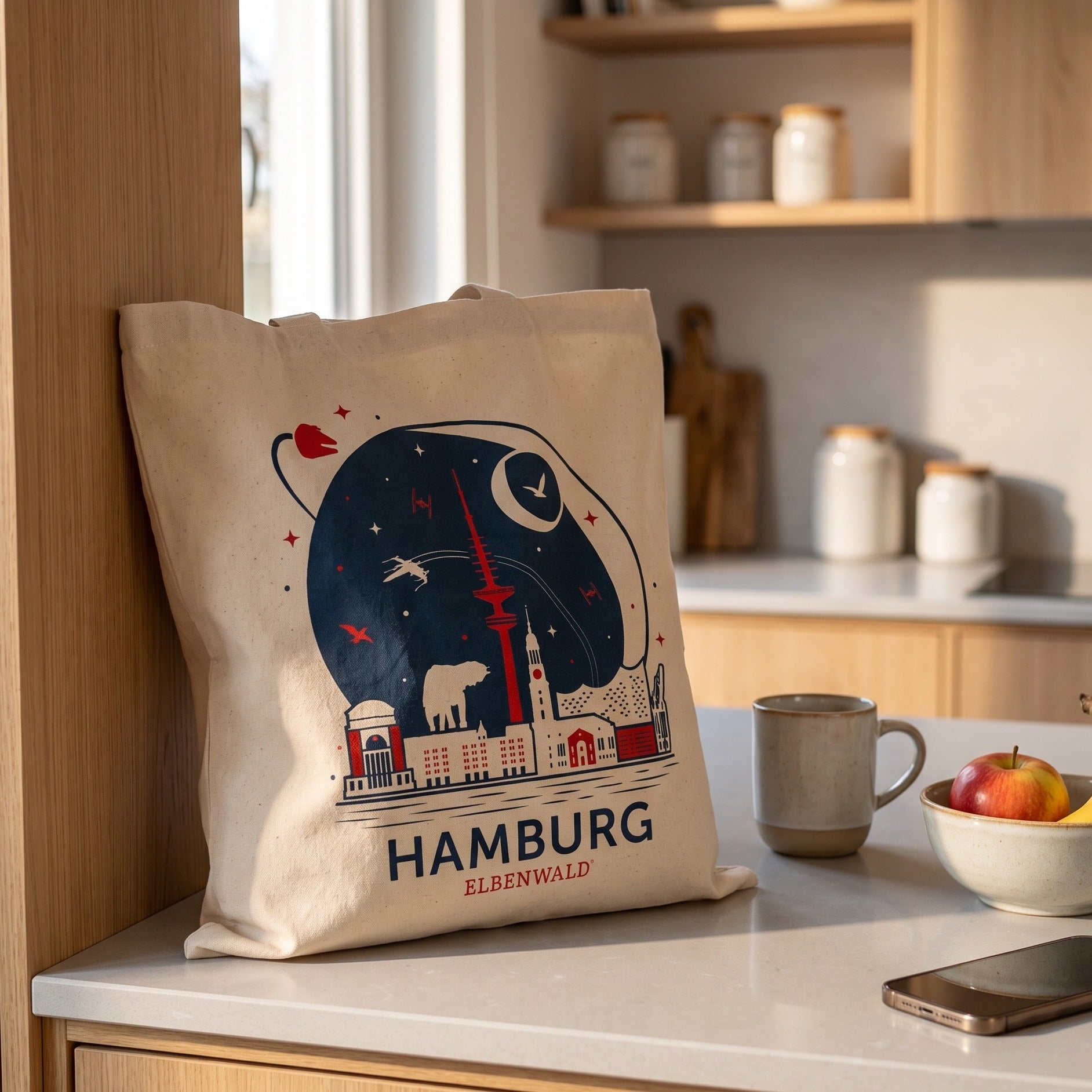 Product image Elbenwald in Hamburg Skyline Jute Bag