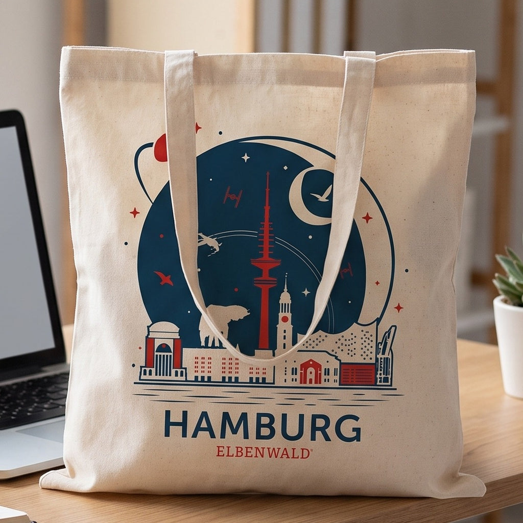 Product image Elbenwald in Hamburg Skyline Jute Bag