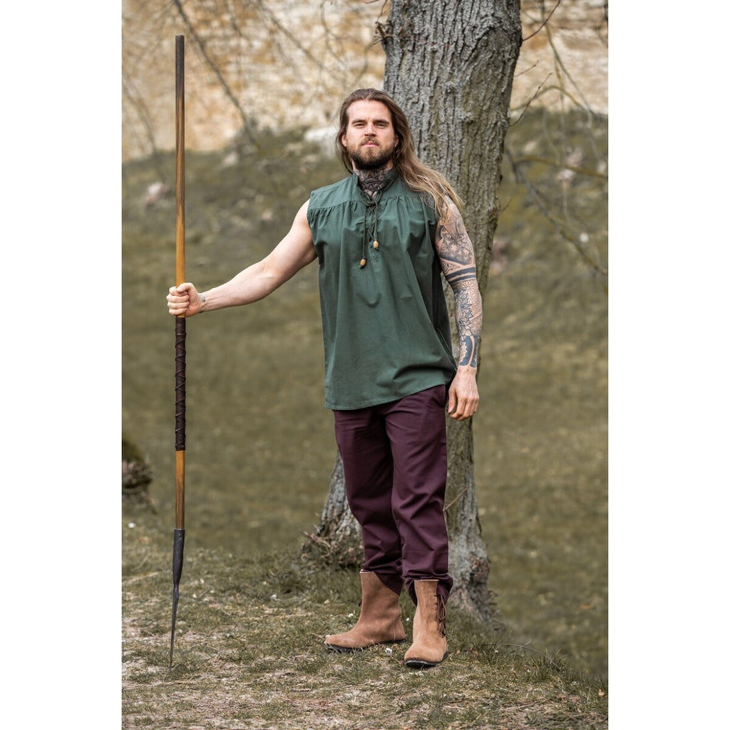 Product image Medieval Stand-Up Collar Lace-Up Shirt Louis Sleeveless Green