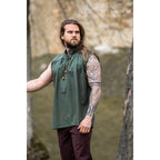 Product image Medieval Stand-Up Collar Lace-Up Shirt Louis Sleeveless Green