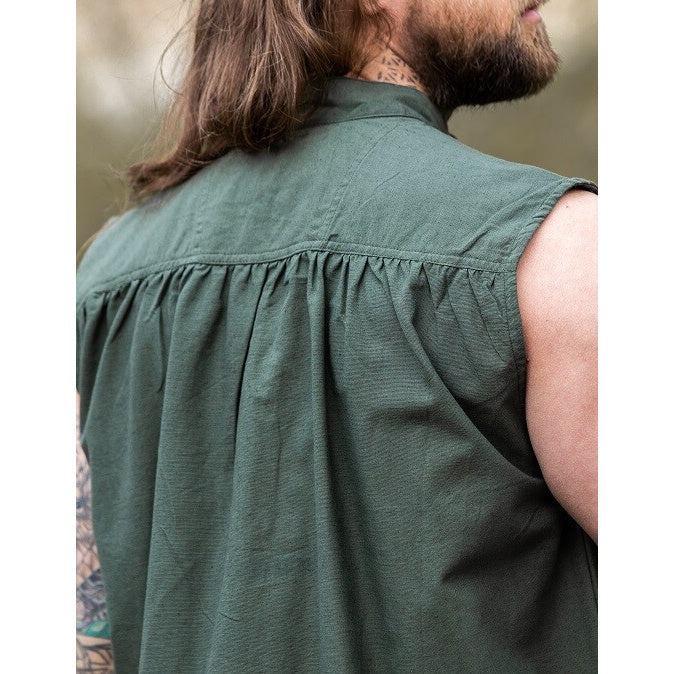 Product image Medieval Stand-Up Collar Lace-Up Shirt Louis Sleeveless Green