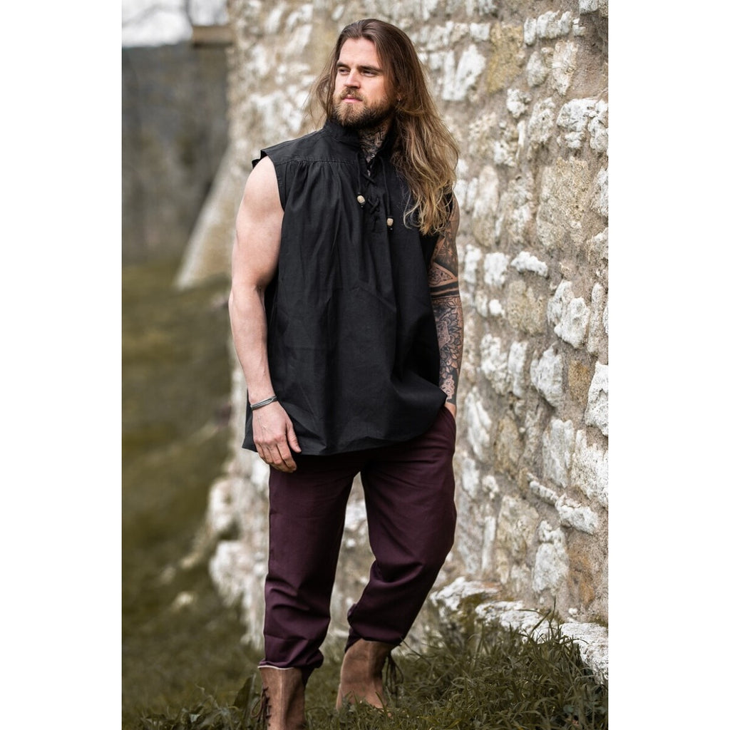 Product image Medieval Stand-Up Collar Lace-Up Shirt Louis Sleeveless Black