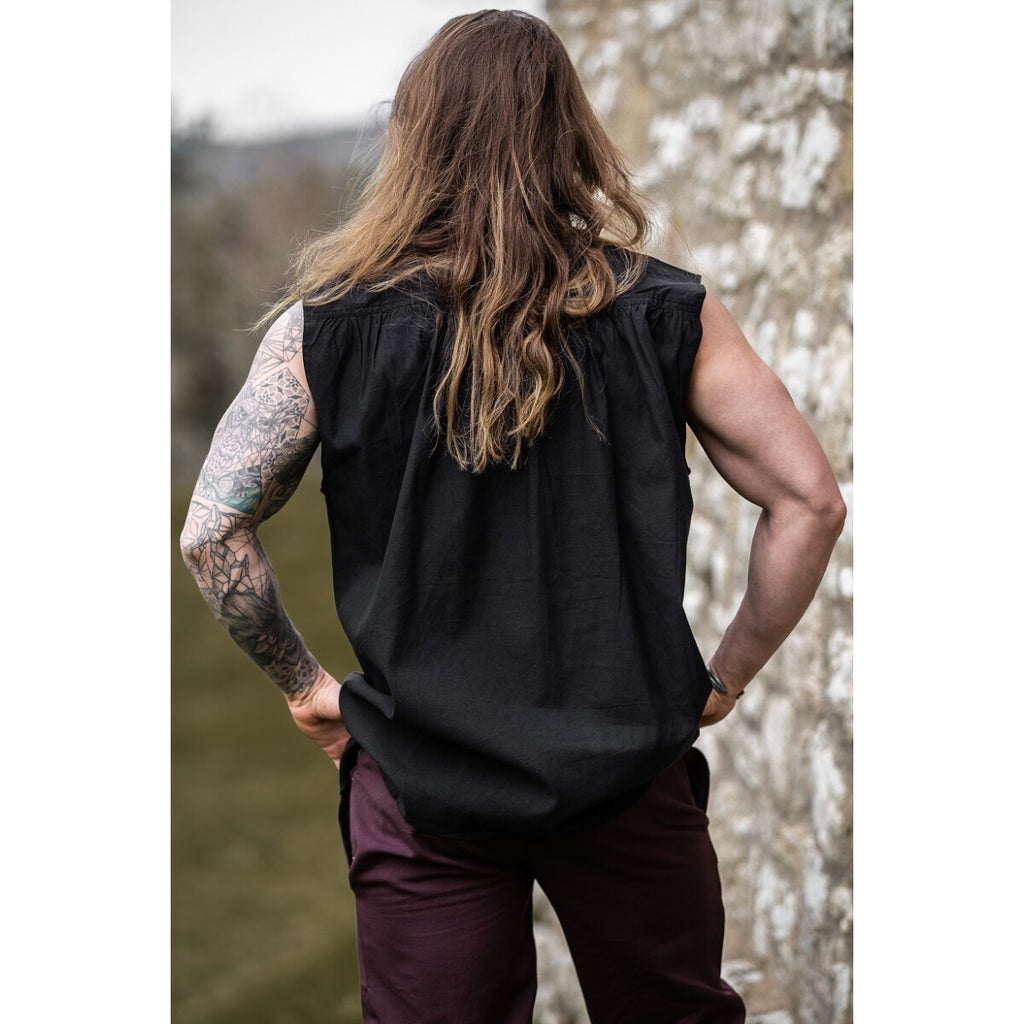 Product image Medieval Stand-Up Collar Lace-Up Shirt Louis Sleeveless Black