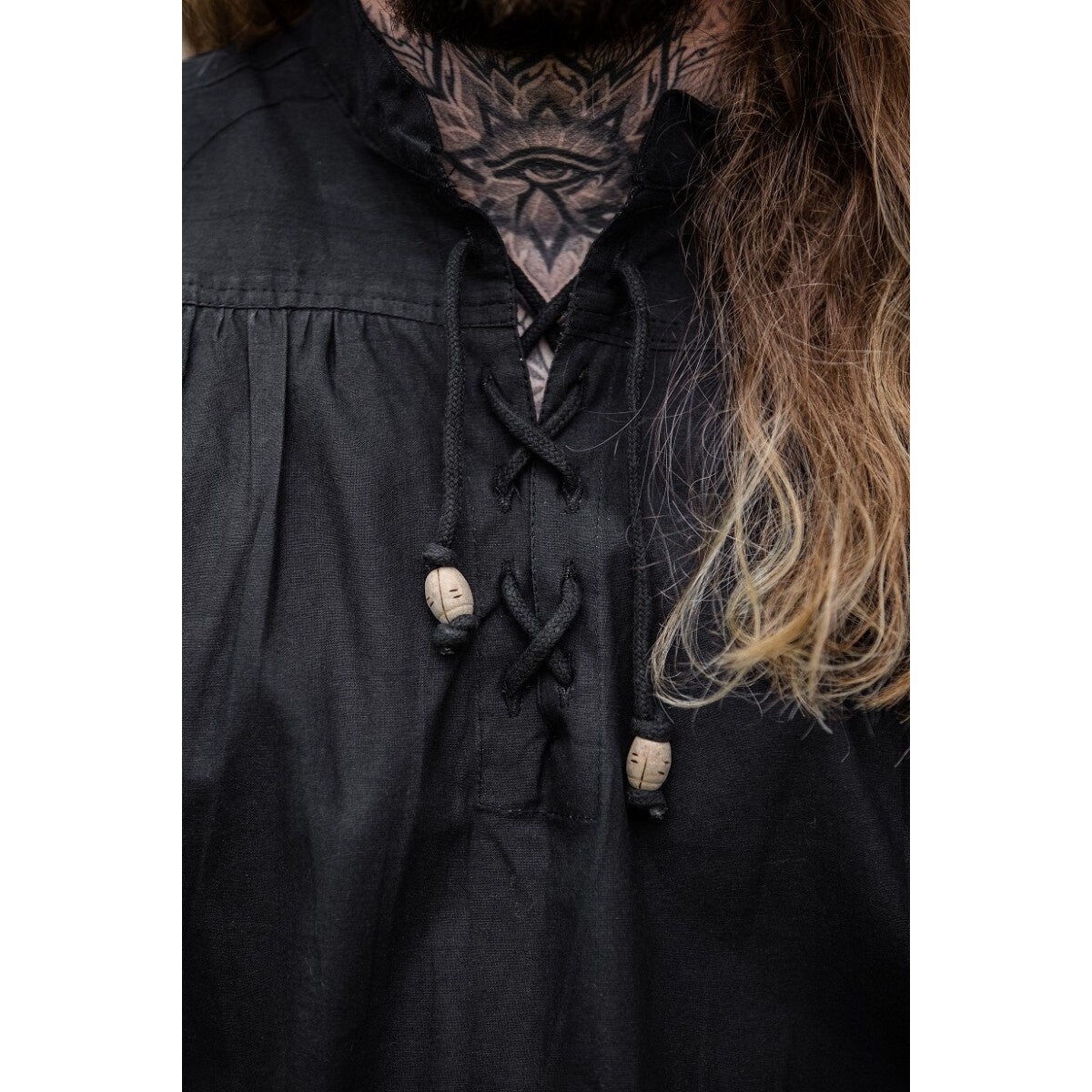 Product image Medieval Stand-Up Collar Lace-Up Shirt Louis Sleeveless Black