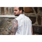Product image Medieval Stand-Up Collar Lace-Up Shirt Louis sleeveless white