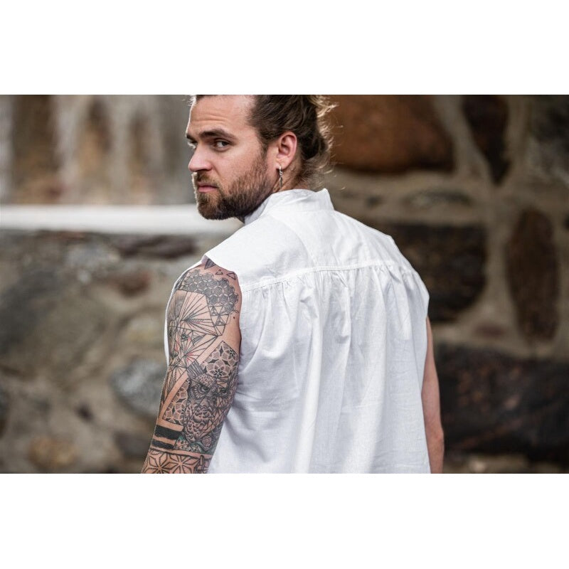Product image Medieval Stand-Up Collar Lace-Up Shirt Louis sleeveless white