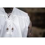 Product image Medieval Stand-Up Collar Lace-Up Shirt Louis sleeveless white