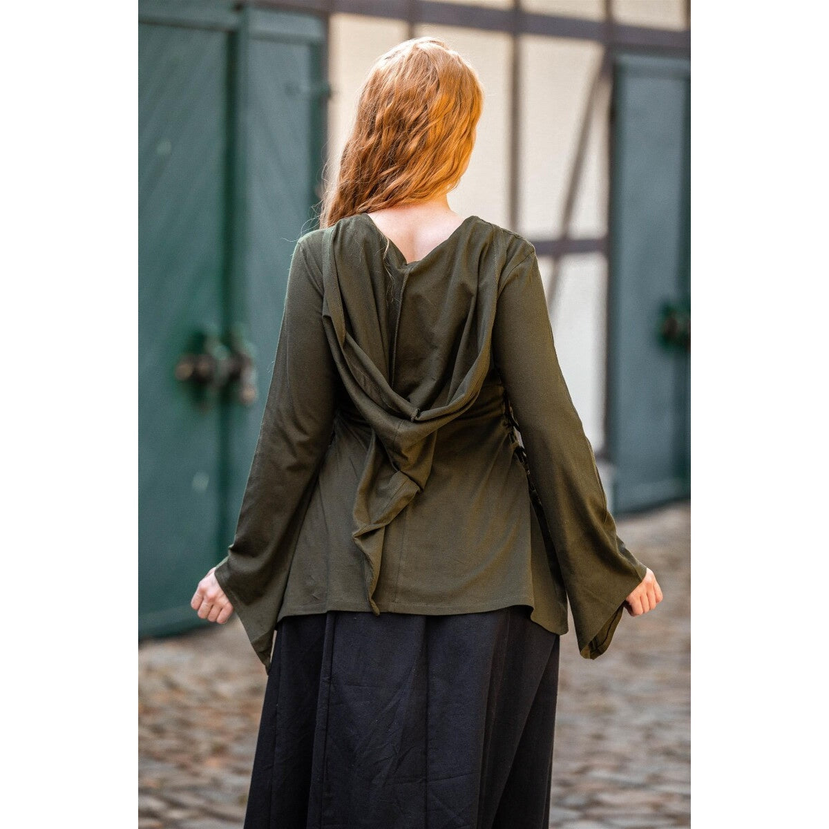 Product image Medieval Blouse Lea with Hood and Lacing green