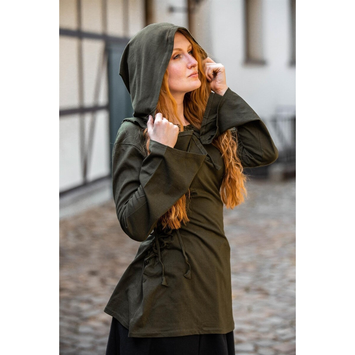 Product image Medieval Blouse Lea with Hood and Lacing green