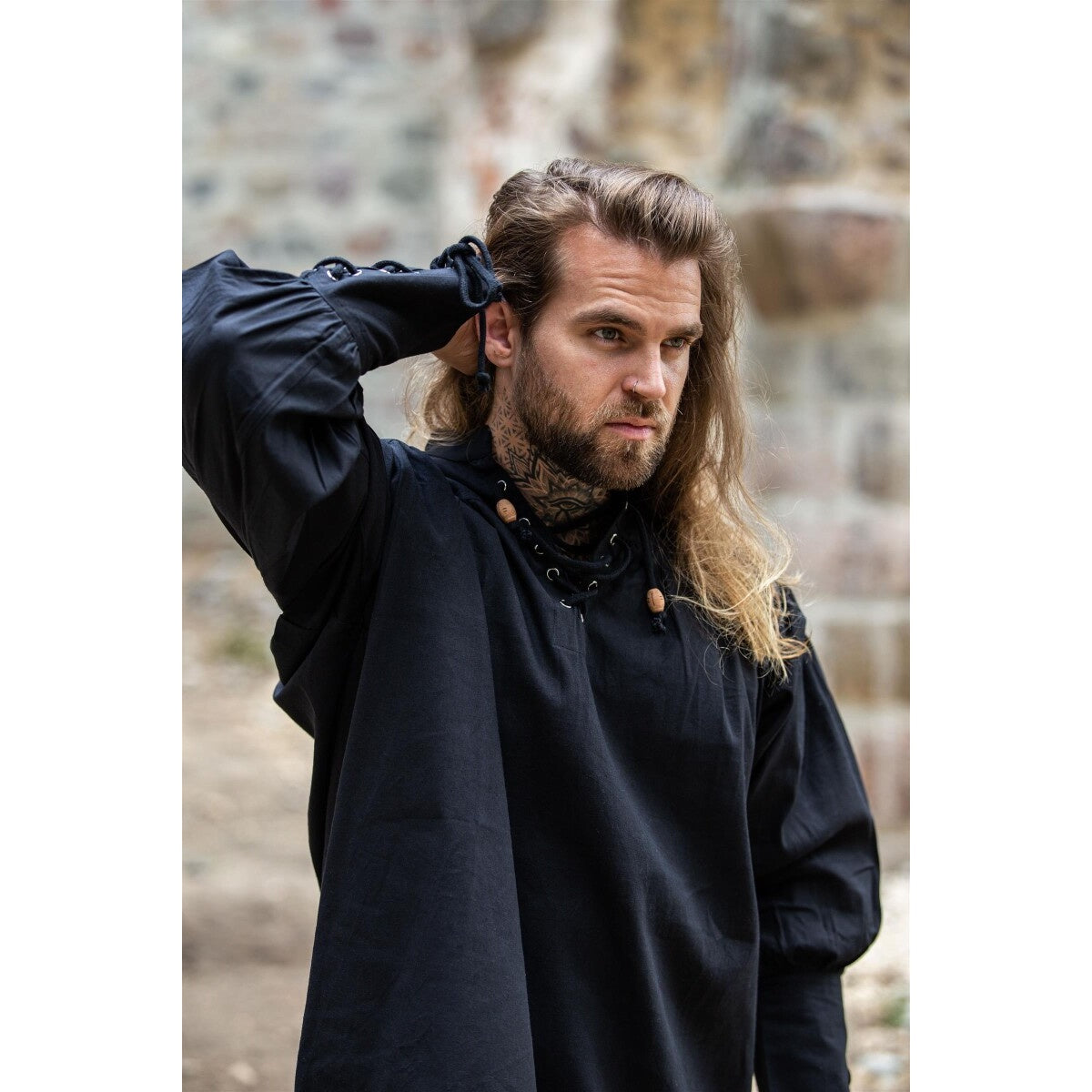 Product image Medieval Shirt Claude with Laced Cuffs Black