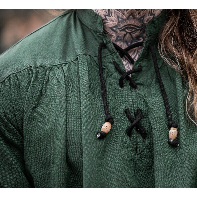 Product image Medieval Stand-Up Collar Lace-Up Shirt Georg mottled green
