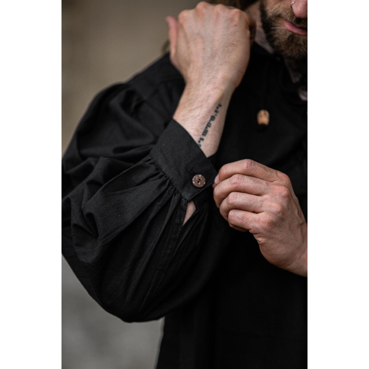 Product image Medieval Stand-Up Collar Lace-Up Shirt Georg mottled black