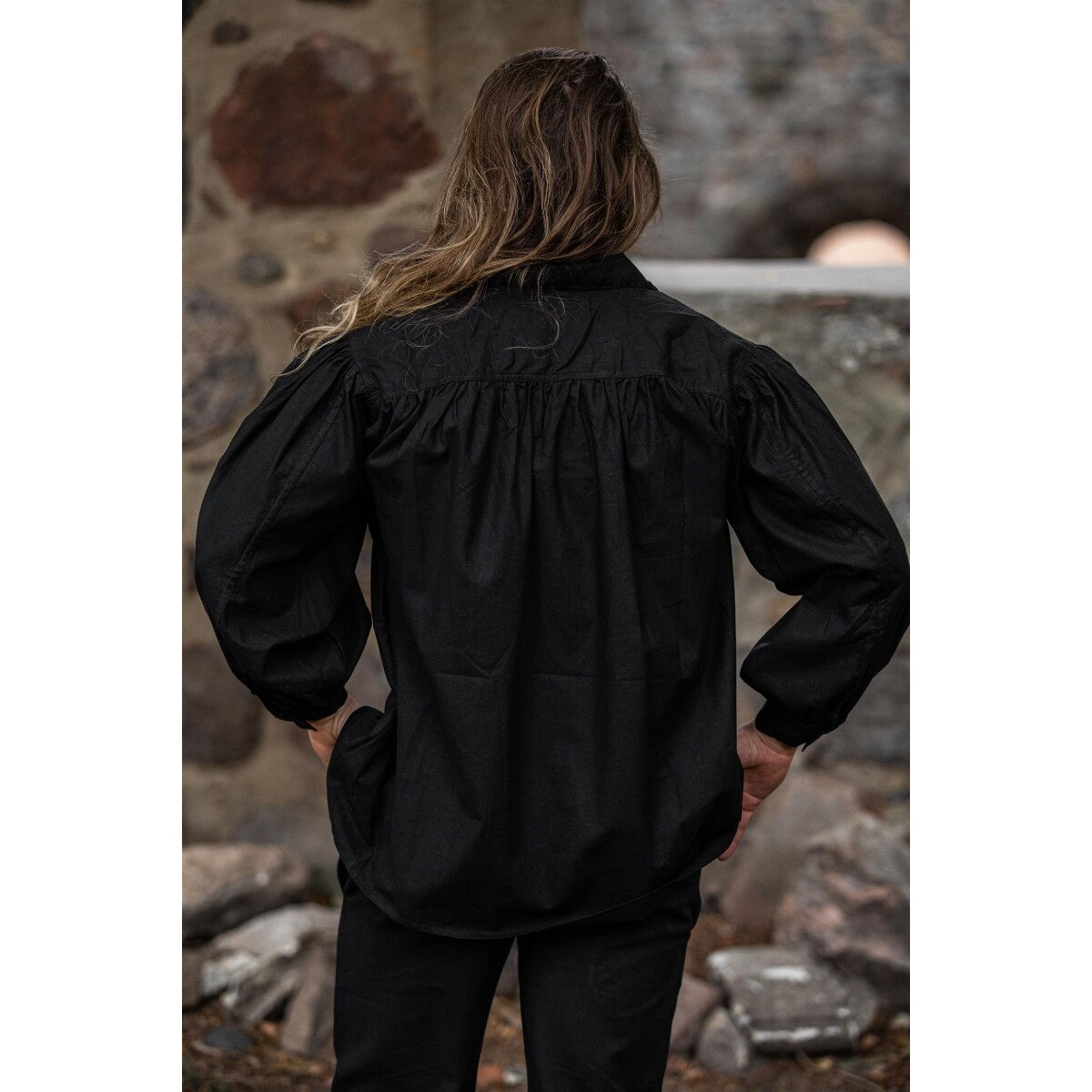 Product image Medieval Stand-Up Collar Lace-Up Shirt Georg mottled black