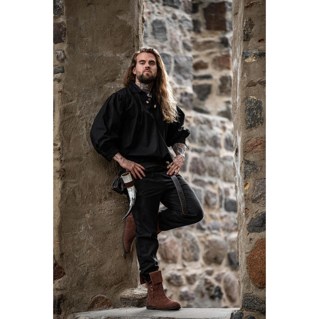Product image Medieval Stand-Up Collar Lace-Up Shirt Georg mottled black