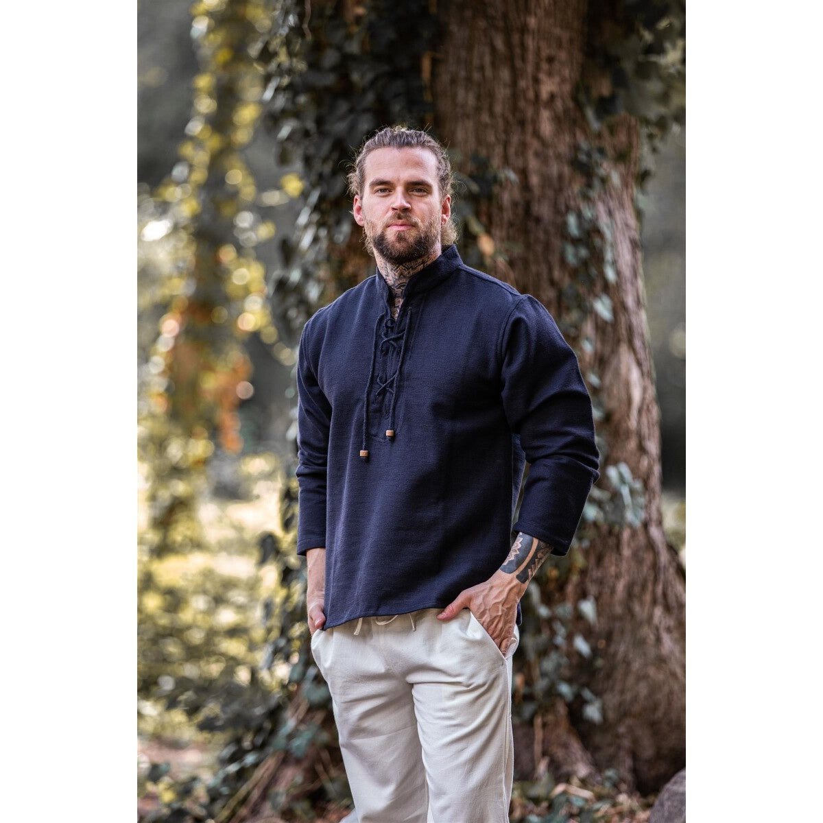 Product image Medieval Cotton Shirt Ingolf handwoven black