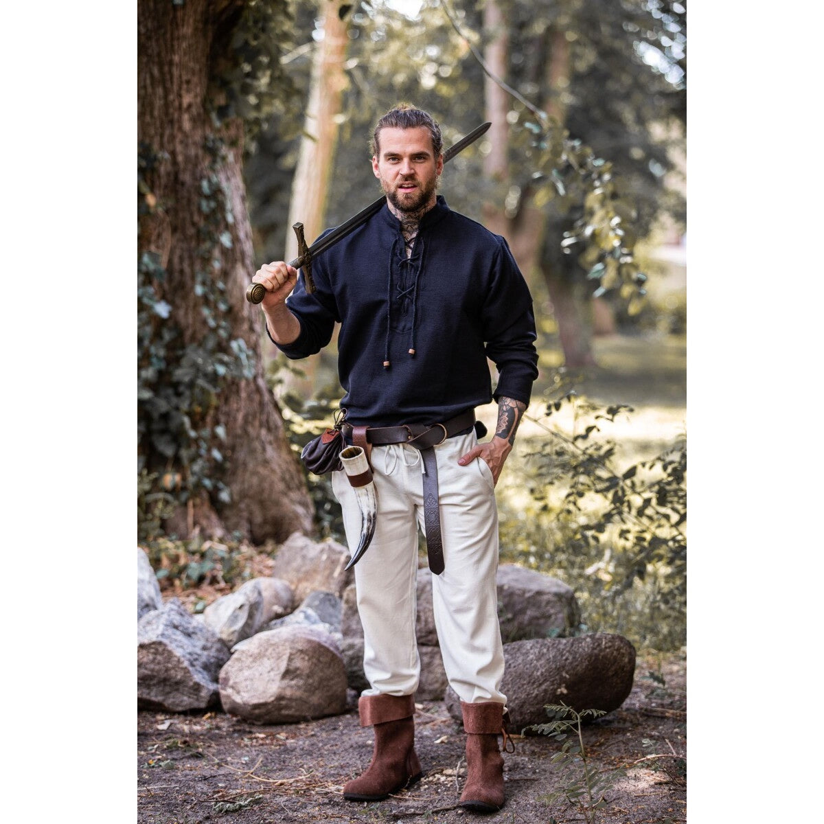 Product image Medieval Cotton Shirt Ingolf handwoven black
