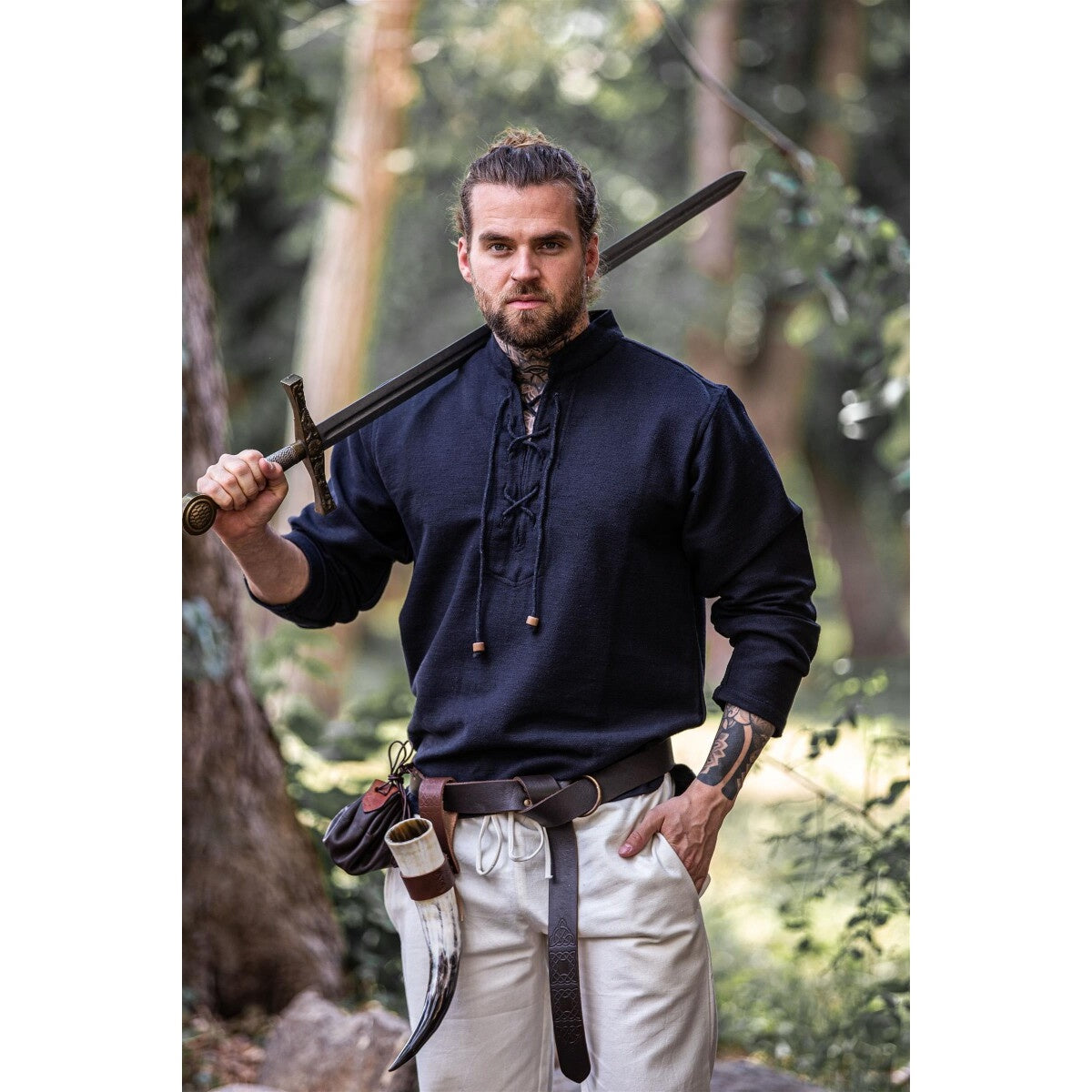 Product image Medieval Cotton Shirt Ingolf handwoven black