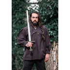 Product image Medieval Stand-Up Collar Lace-Up Shirt Friedrich brown