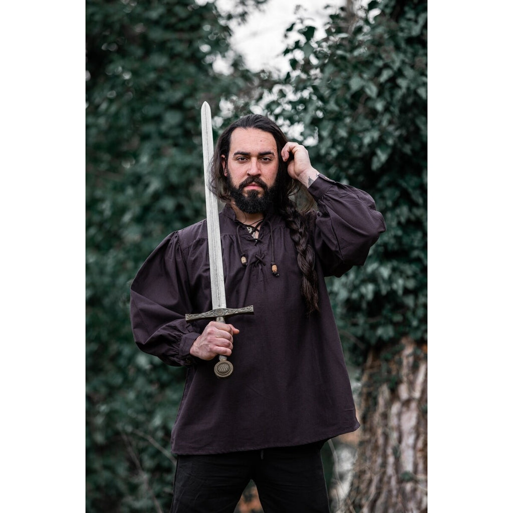 Product image Medieval Stand-Up Collar Lace-Up Shirt Friedrich brown