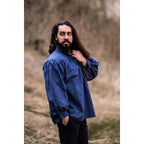 Product image Medieval Stand-Up Collar Lace-Up Shirt Friedrich blue