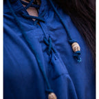 Product image Medieval Stand-Up Collar Lace-Up Shirt Friedrich blue