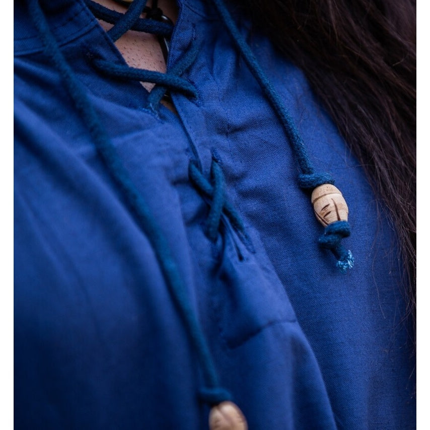 Product image Medieval Stand-Up Collar Lace-Up Shirt Friedrich blue