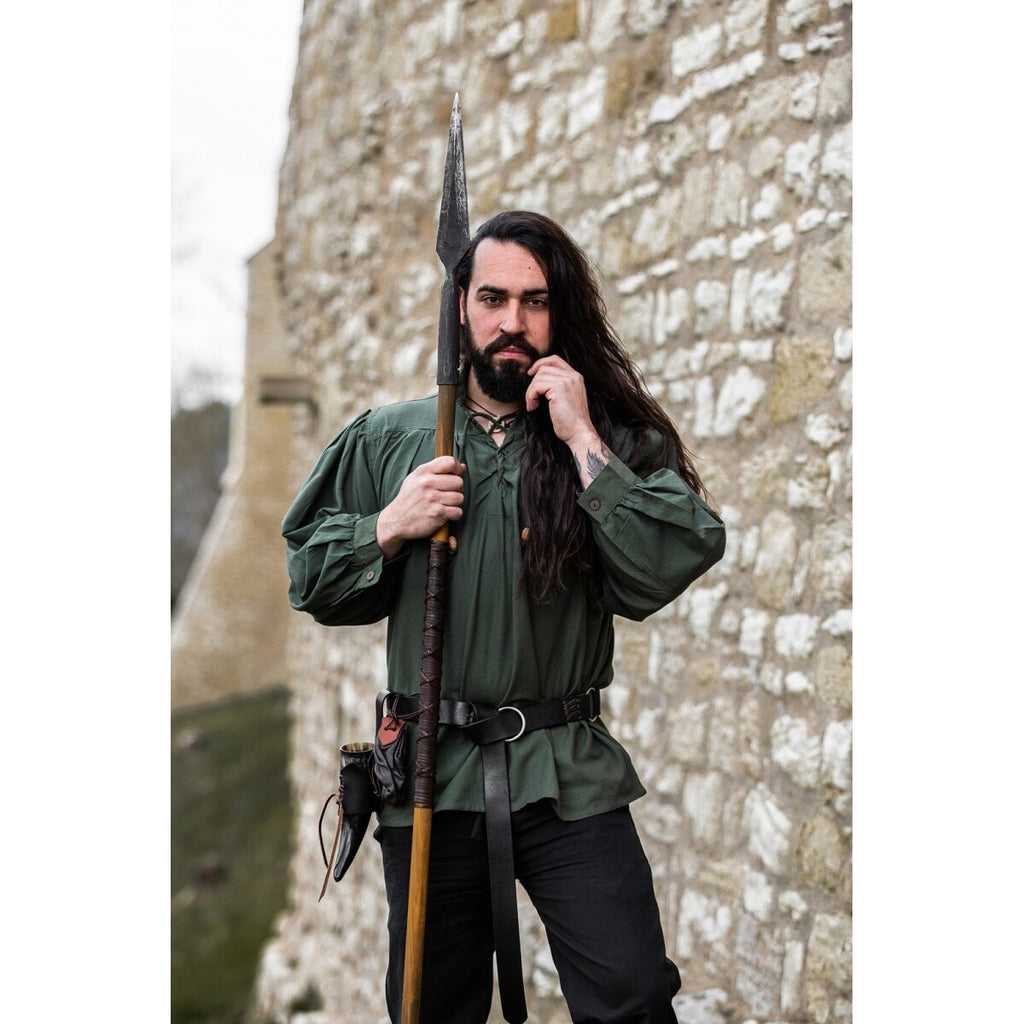 Product image Medieval Stand-Up Collar Lace-Up Shirt Friedrich green