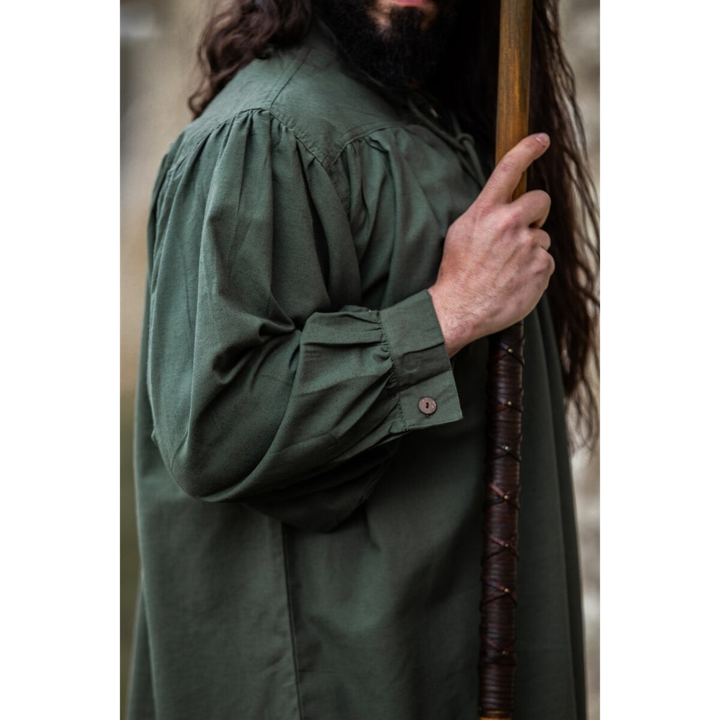 Product image Medieval Stand-Up Collar Lace-Up Shirt Friedrich green