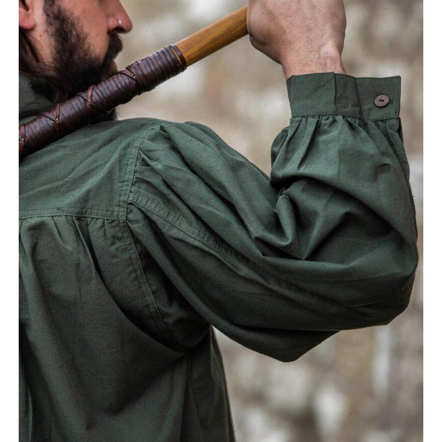 Product image Medieval Stand-Up Collar Lace-Up Shirt Friedrich green