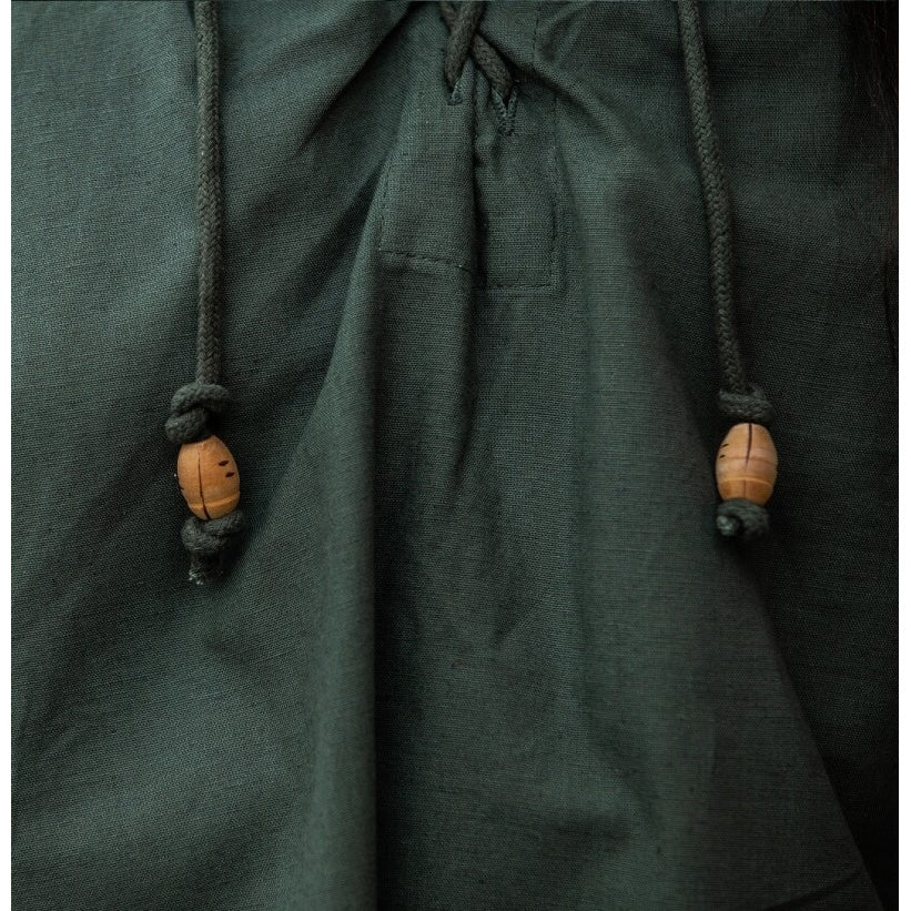 Product image Medieval Stand-Up Collar Lace-Up Shirt Friedrich green