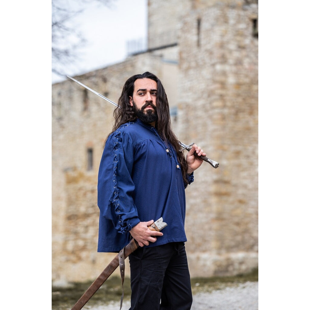 Product image Medieval Lace-Up Shirt with Eyelets Adrian blue