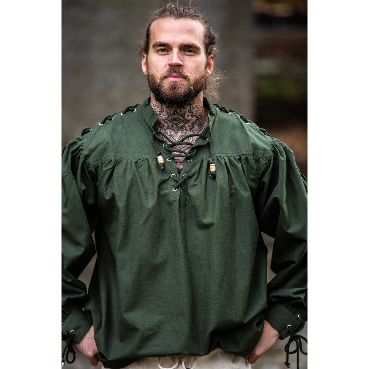 Product image Medieval lace-up shirt with eyelets Adrian green