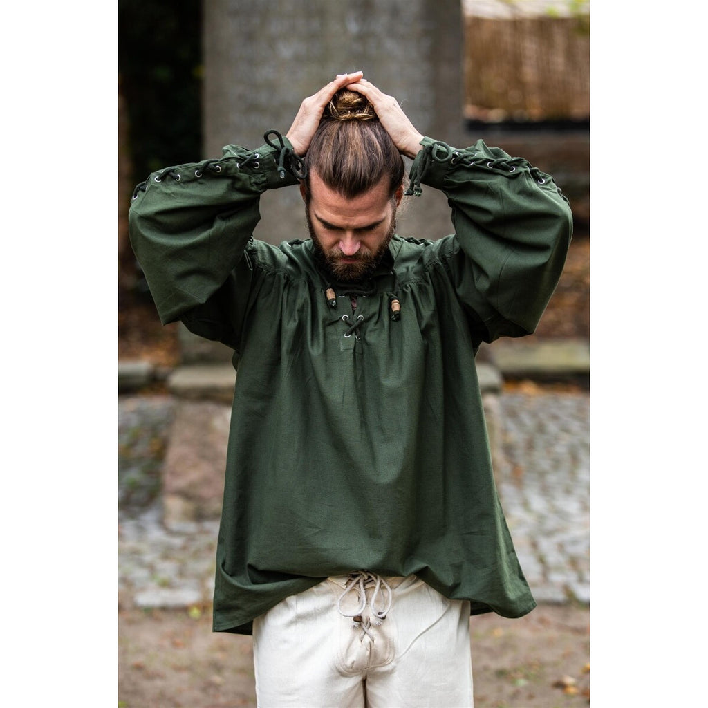 Product image Medieval lace-up shirt with eyelets Adrian green