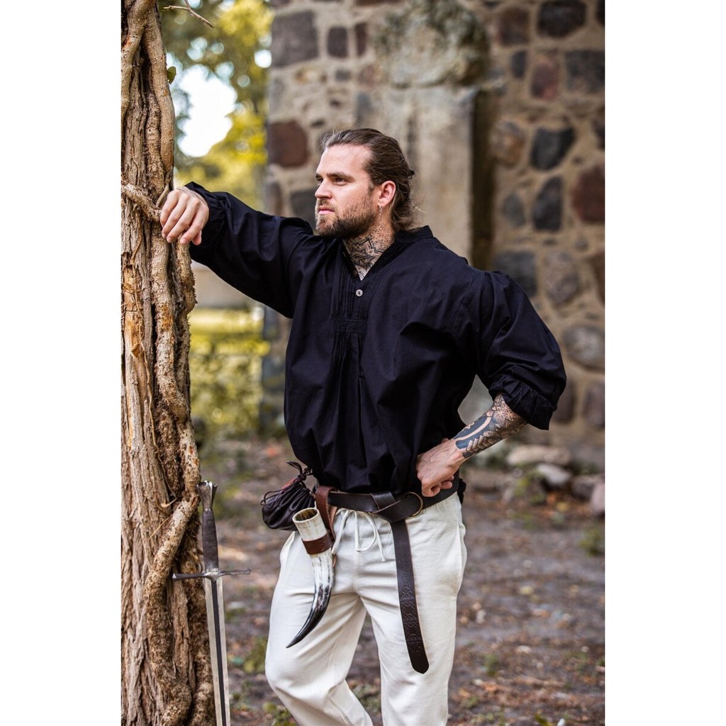 Product image Medieval Pintuck Shirt with Wooden Buttons Oswald Black
