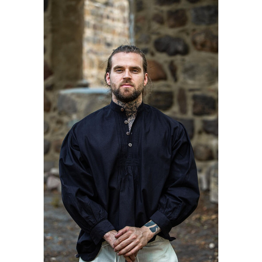 Product image Medieval Pintuck Shirt with Wooden Buttons Oswald Black