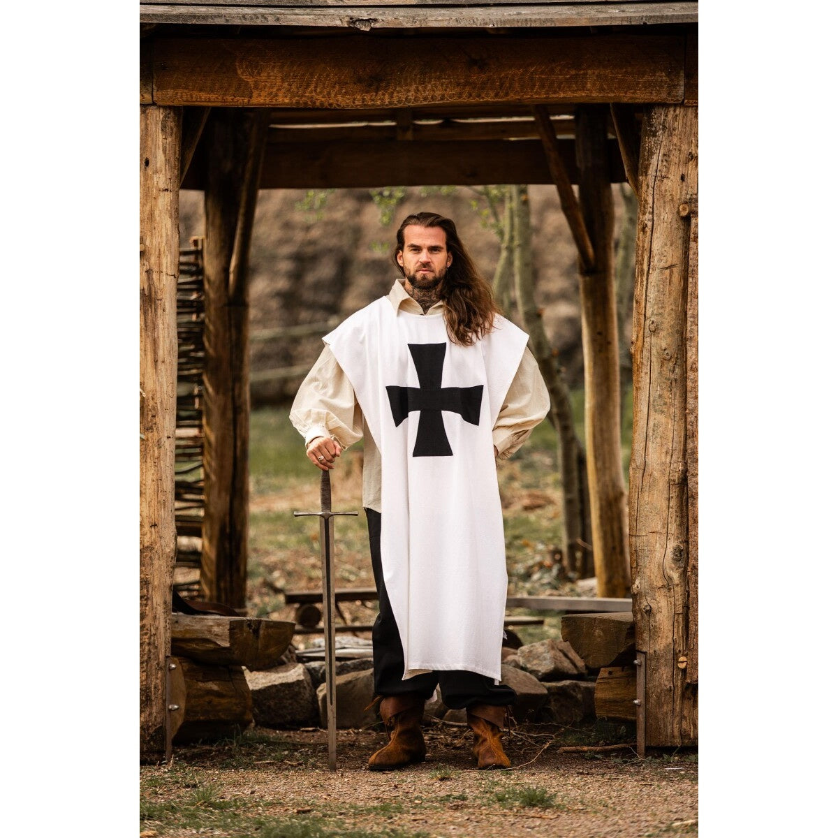 Product image Medieval Surcoat of the Knights Templar white-black