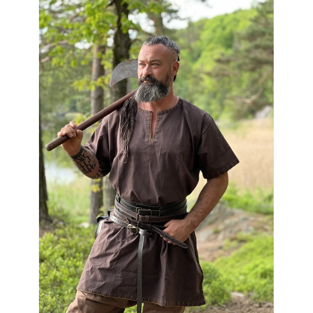 Product image Medieval Viking Tunic Theobald Short Sleeve Dark Brown