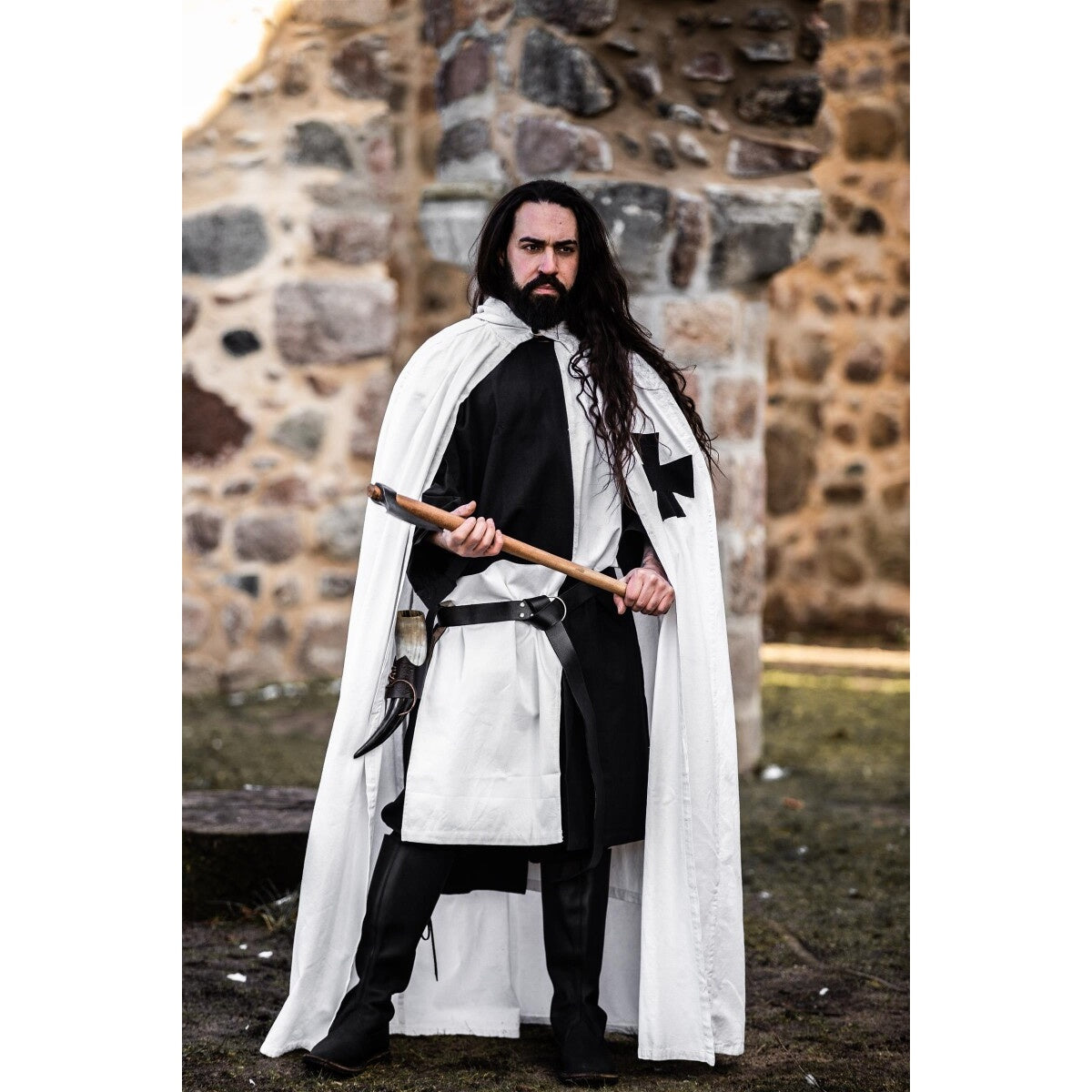 Product image Medieval Templar Knight Cloak Baldwin white-black
